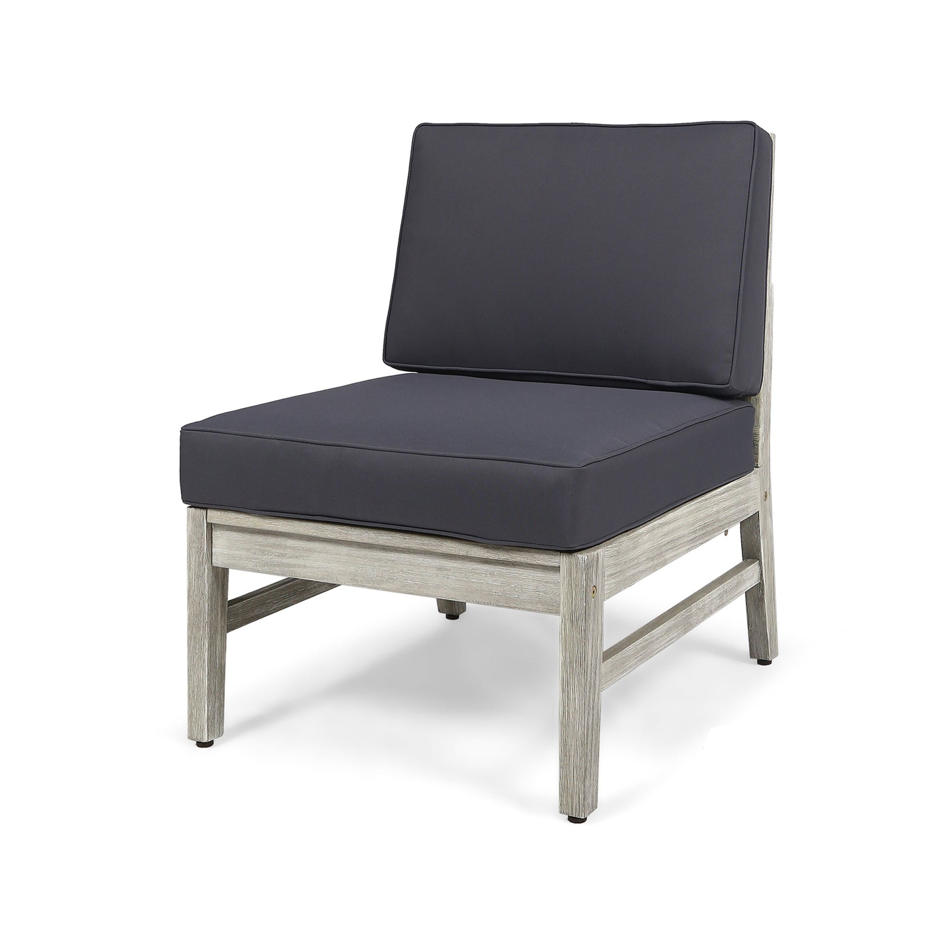 Perla Armless Chair Dark Gray Acacia Wood