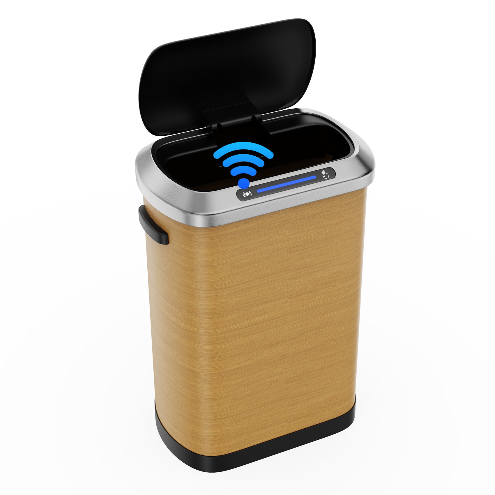 50L Smart Automatic Trash Cans Full Intelligent Sensor Wood Wood Steel