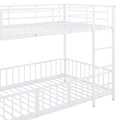 Twin Over Twin Size Metal Bunk Bed With Slide And Guardrails, White Twin White Metal