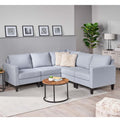 Mirod Comfy 5 Pieces L Shaped Sofa With Wooden Legs, Modern Side Chairs For Living Room Light Grey Fabric 4 Seat