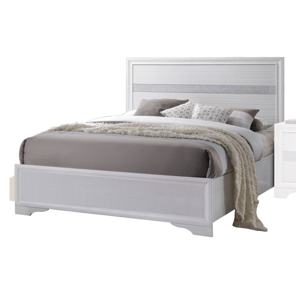 White Twin Panel Bed With Sparkling Inlay Box Spring Required Twin White Wood White Bedroom Contemporary Panel Mdf Lvl