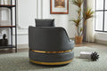 Swivel Chair, 360 Swivel Accent Chair, Barrel Chair For Living Room Bedroom Dark Grey Faux Leather