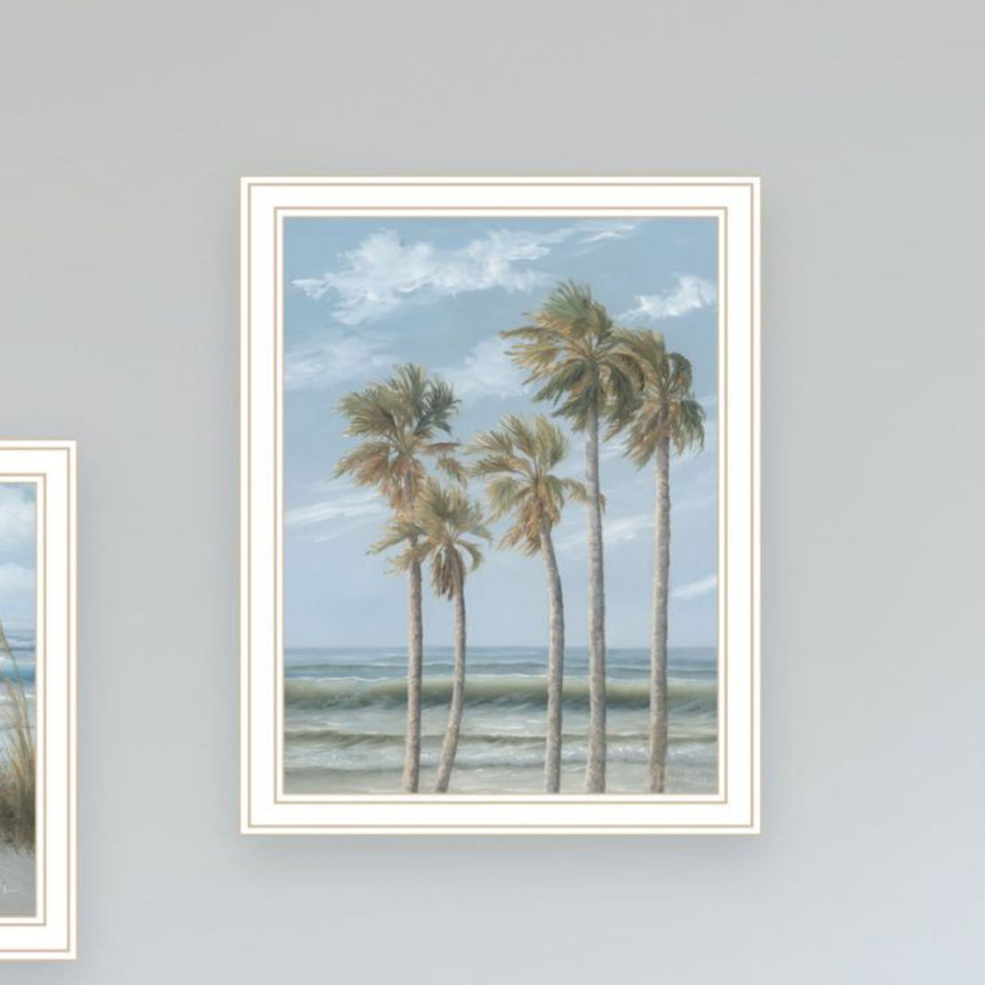 "Winds Of The Ocean Blowing The Palm Trees And Sea Oats" Framed Wall Art For Living Room, Wall Art Print For Home Decor, Bedroom Wall Art By Georgia Janisse Multicolor Wood Paper