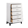 Modern Contemporary White Finish Storage Chest Of 5X Drawers 1Pc Wooden Bedroom Furniture White Wood