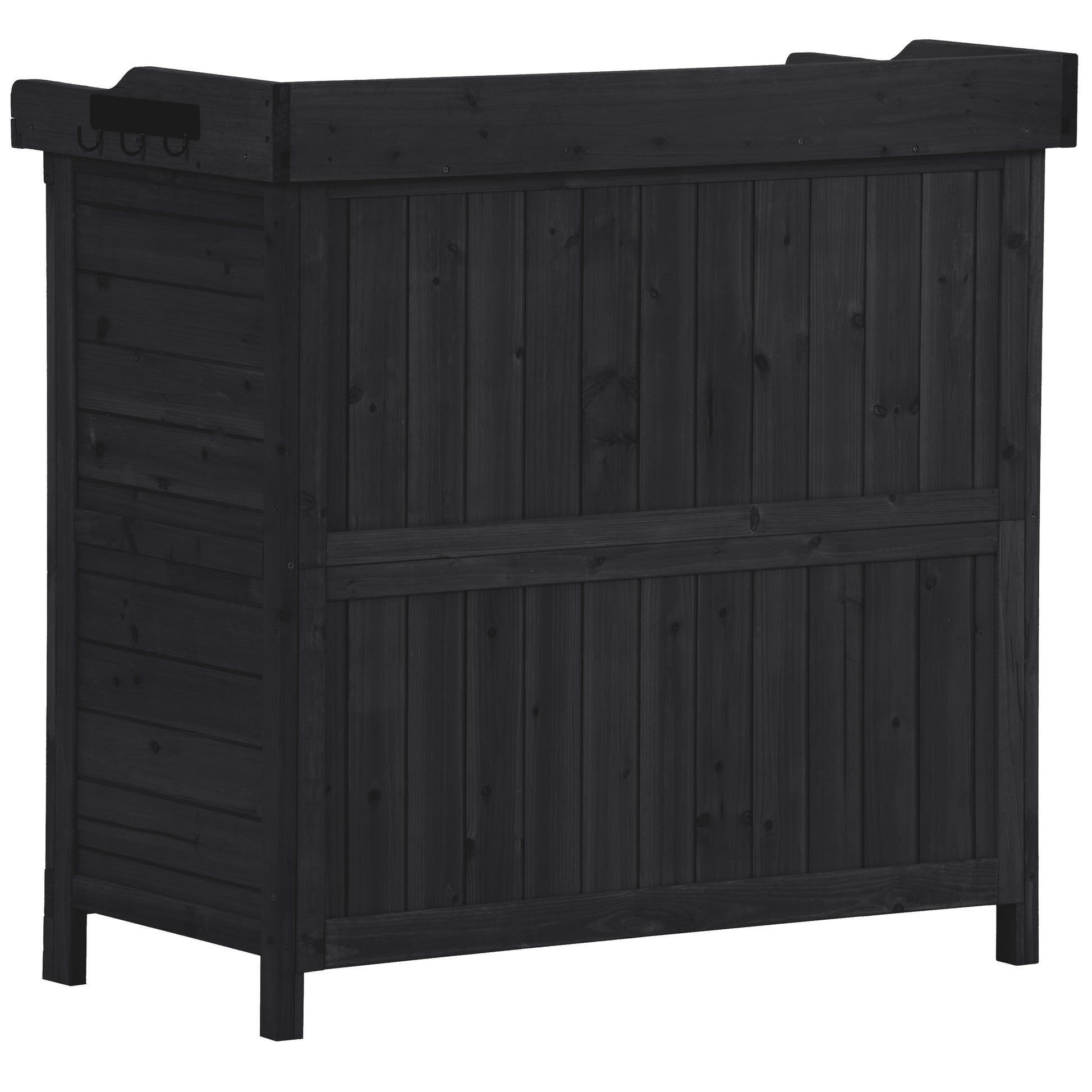 Outdoor 39" Potting Bench Table, Rustic Garden Wood Workstation Storage Cabinet Garden Shed With 2 Tier Shelves And Side Hook, Black Black Garden & Outdoor Casual Wood Solid Wood