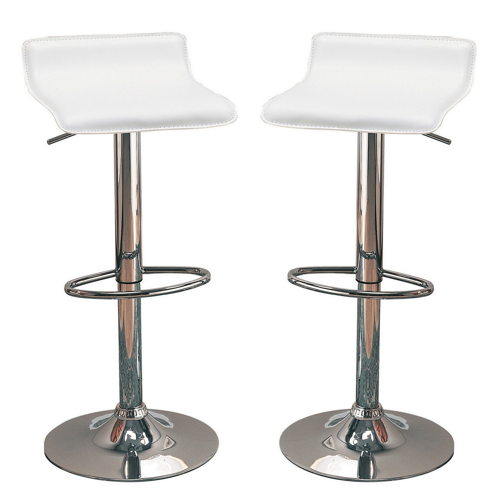 Contemporary Backless Seat Bar Stool, White ,Set Of 2 Silver White Metal