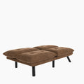 Leatehr Feeling Brown Convertible Folding Modern Sofa Bed White Wood Primary Living Space Light Duty Pine 2 Seat Brown Microfiber Medium Firm Pillow Back Modern Pillow Top Arms Foam Upholstered
