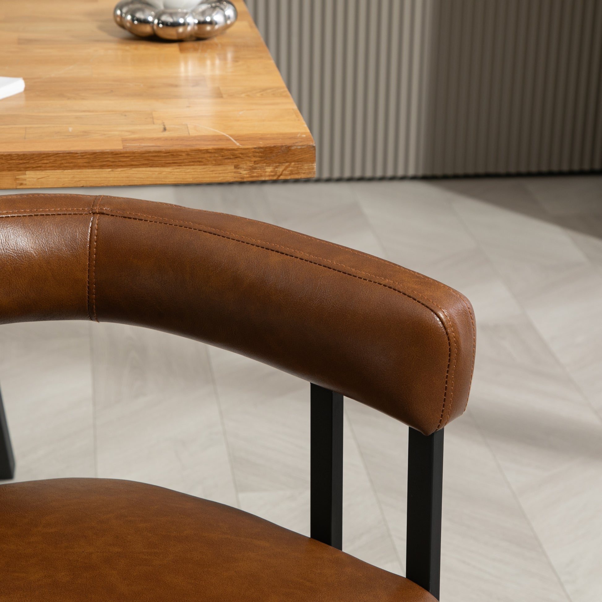 Coolmore Contemporary Designed Pu Fabric Upholstered Accent Dining Chair Barrel Side Chairs Kitchen Armchair For Living Room Set Of 2 Dark Brown Pu Dark Brown Foam Pu Leather