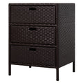 Outsunny Outdoor Towel Cabinet, Pe Rattan Pool Storage Organizer, Freestanding Outdoor Towel Rack For Pool With 3 Drawers And Weather Safe Material, Brown Brown Rattan