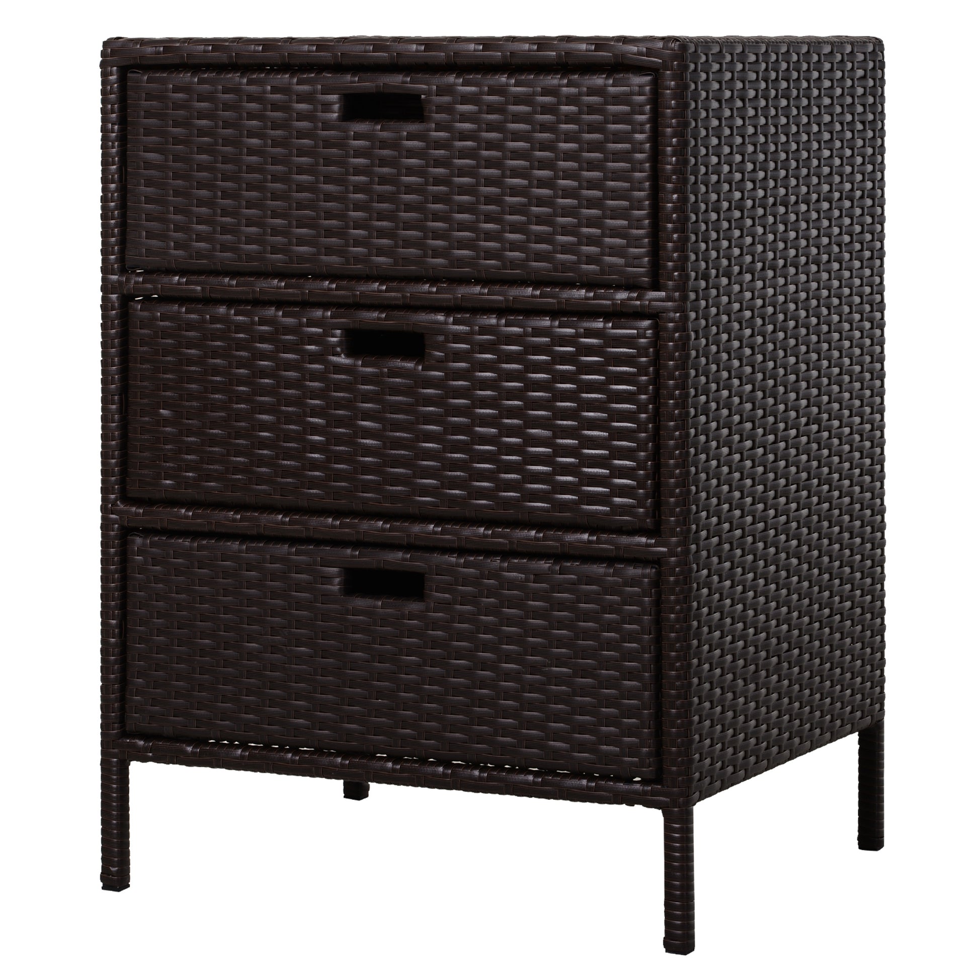 Outsunny Outdoor Towel Cabinet, Pe Rattan Pool Storage Organizer, Freestanding Outdoor Towel Rack For Pool With 3 Drawers And Weather Safe Material, Brown Brown Rattan