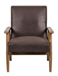 25.38'' Wide Classic Mid Century Modern Arm Chair, Dark Brown Dark Brown Microfiber