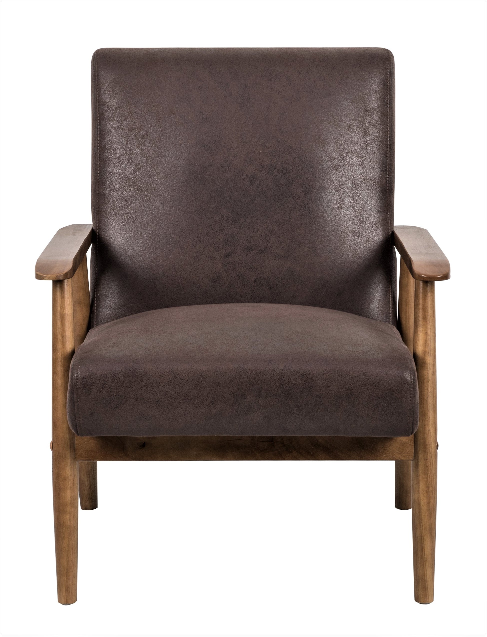 25.38'' Wide Classic Mid Century Modern Arm Chair, Dark Brown Dark Brown Microfiber
