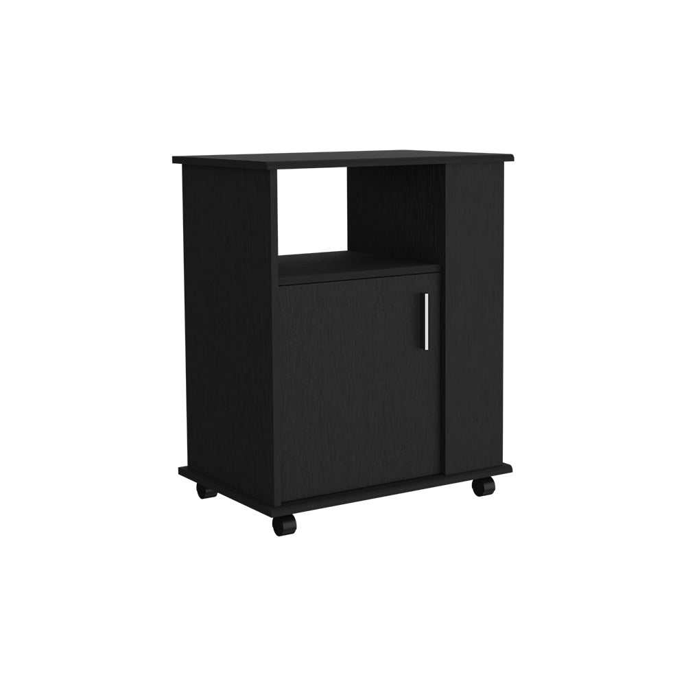 Kit Lower Microwave Cabinet, Single Door, Three Side Shelves Black Black Dining Room Modern Particle Board Particle Board