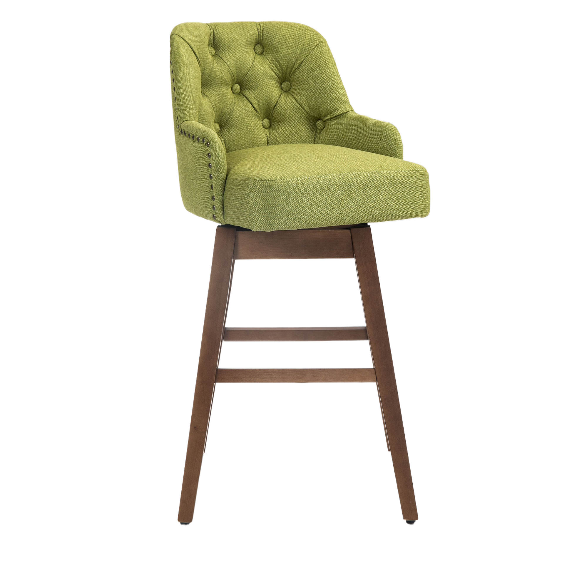 Coolmore Bar Stools Set Of 2 Counter Height Chairs With Footrest For Kitchen, Dining Room And 360 Degree Solid Wood Legs Swivel Bar Stools Set Of 2 Olive Linen Olive Foam Linen