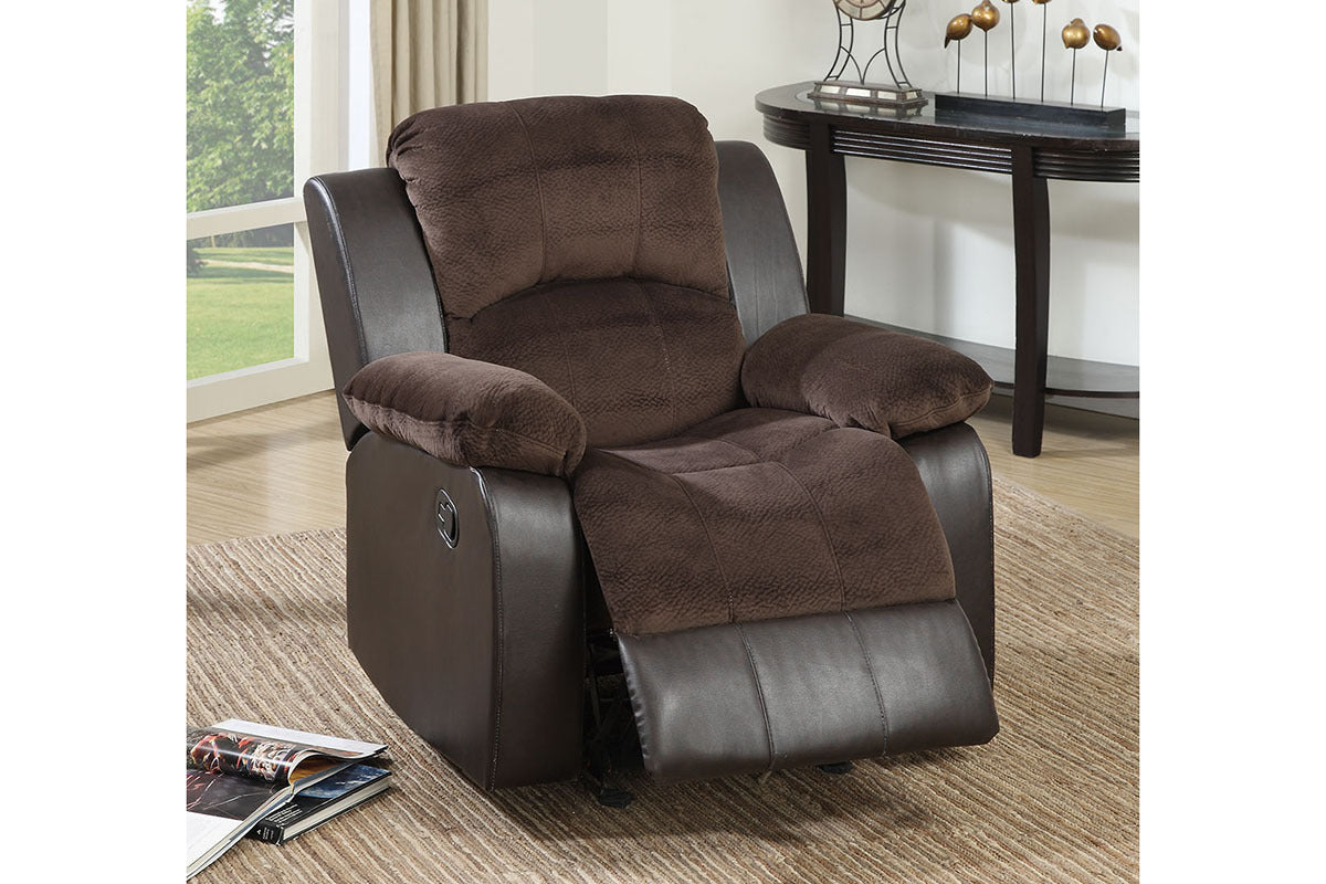 Motion Recliner Chair 1Pc Glider Rocker Recliner Living Room Furniture Chocolate Padded Suede Living Room Chocolate Primary Living Space Contemporary,Modern Recliners Solid Back Suede