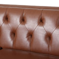 Mirod 81'' Pu Sofa,Tufted Back,Solid Wood Legs,Living Room And Study Light Brown Pu 3 Seat