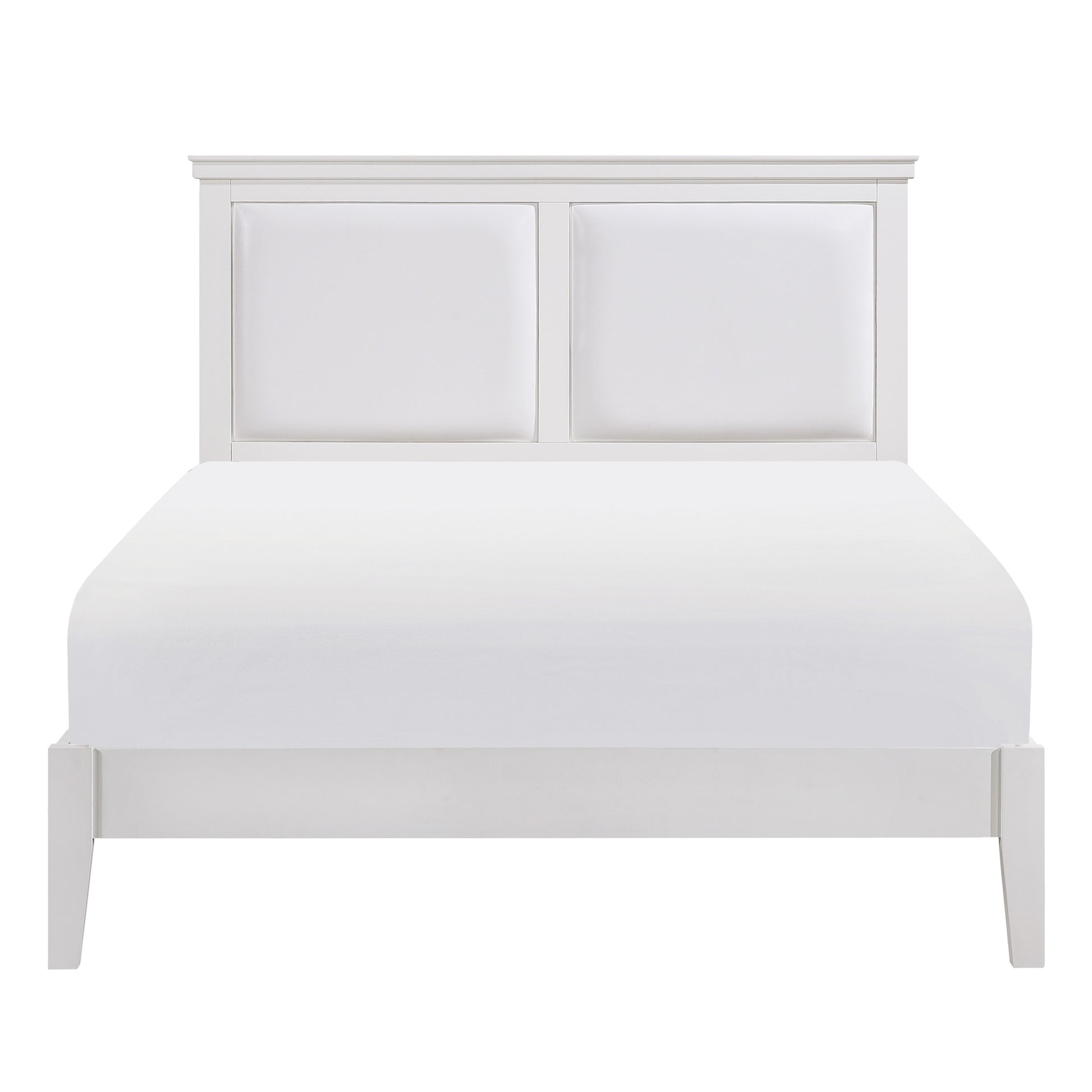 Classic Traditional 1Pc Queen Bed Upholstered Headboard Faux Leather White Finish Bedroom Furniture Box Spring Required Queen White Wood White Bedroom Panel Faux Leather Wood