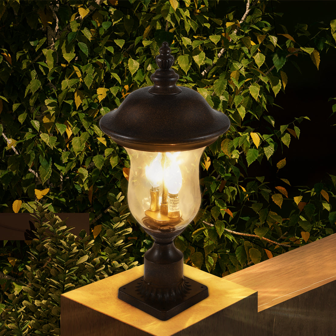 Vintage Outdoor Lamp Post Light, Waterproof Garden Patio Lantern With Clear Glass Shade, Classic Bronze Finish, Ideal For Yard, Porch, Walkway, And Driveway Lighting One Piece&No Bulb Brown Bronze