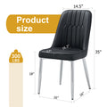 4 Modern Dining Chairs, Smooth Pu Leather Backrest And Silver Toned Metal Legs For A Comfortable Home Experience For Kitchens, Bedrooms And Offices. Black Pu