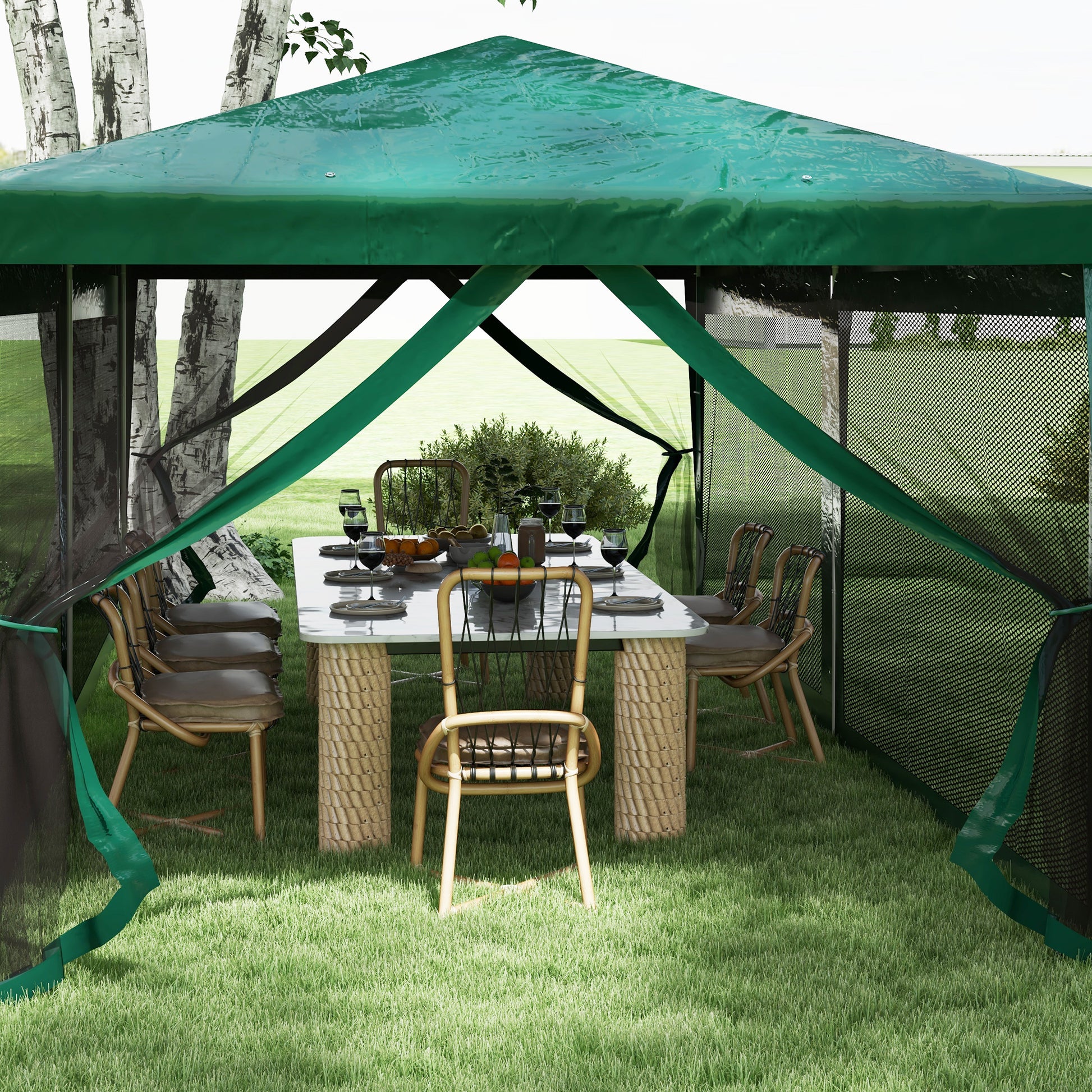 Outsunny 10' X 20' Party Tent, Outdoor Wedding Canopy & Gazebo With 6 Removable Sidewalls, Shade Shelter For Events, Bbqs, Green Green Steel