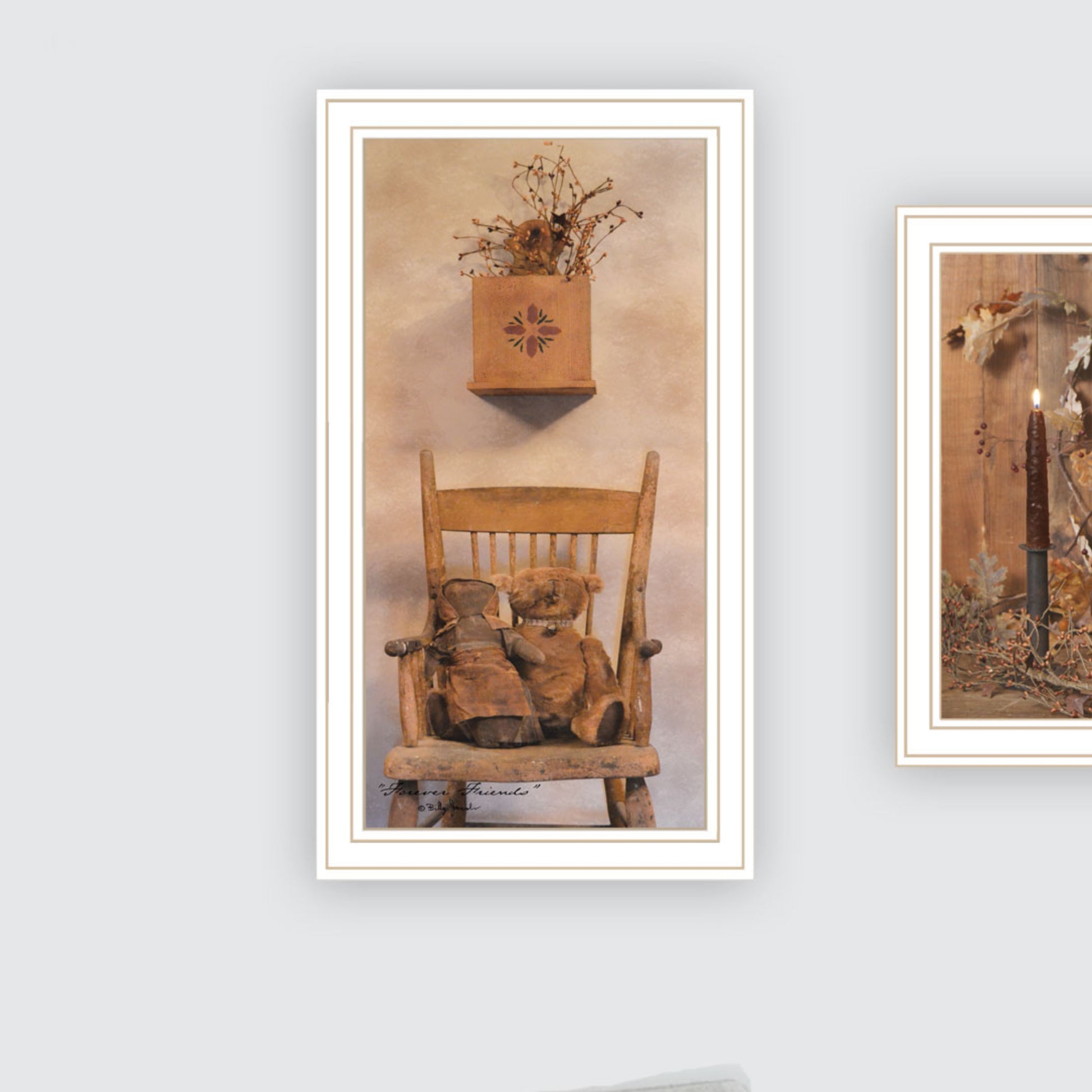 2 Piece Vignette Friends And Pumpkins White Framed Wall Art For Living Room, Bedroom Wall Art Print For Home Decor By Billy Jacobs Multicolor Wood Paper