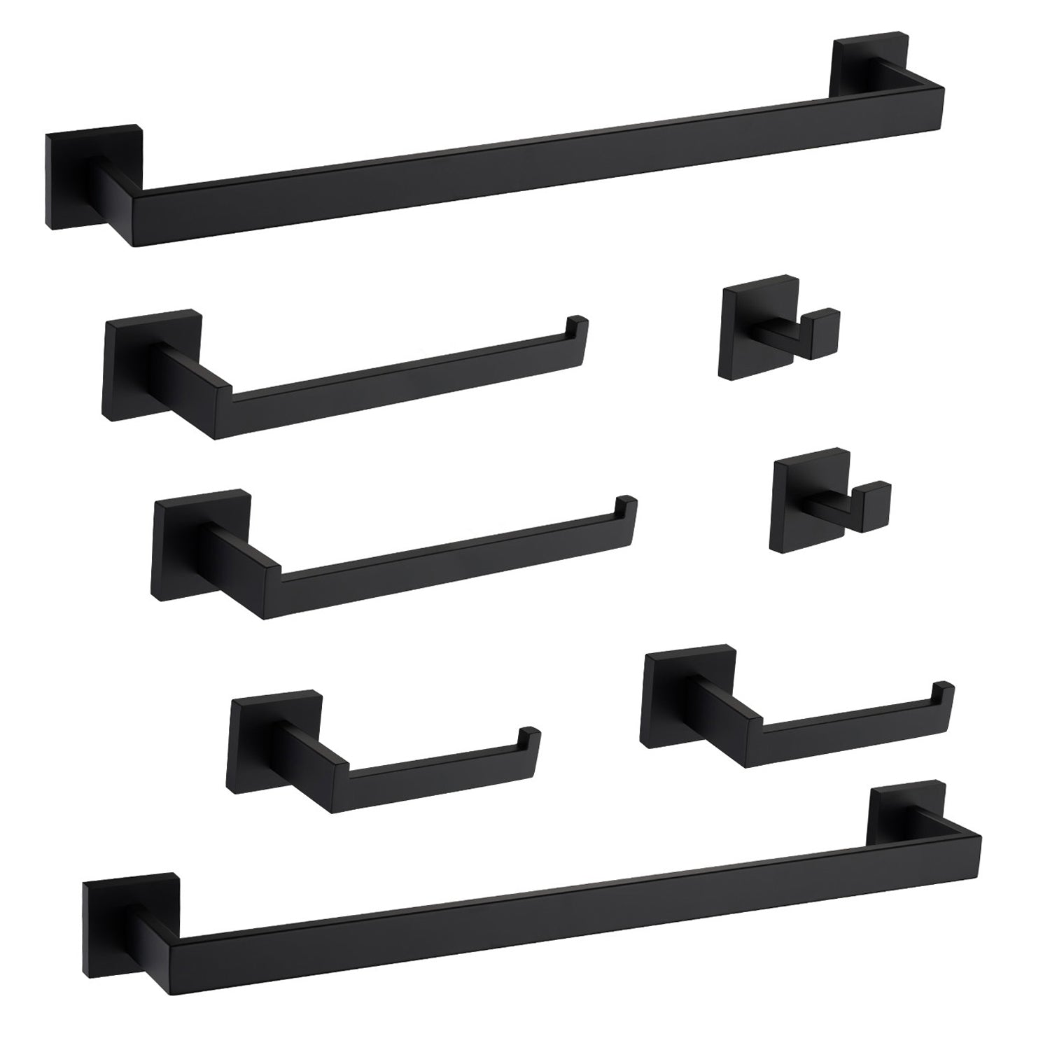 8 Piece Bathroom Hardware Set Matte Black Stainless Steel