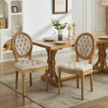 French Style Solid Wood Frame Antique Painting,Hand Pulled Buckle Decoration Velvet Artificial Leather Dining Chair With Trim ,Wood Legs,Steel Spring Inner,Set Of 2,Beige,Sw1739Bg Beige Dining Room American Design Dining Chairs Rubberwood Set Of 2 Foam