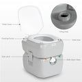 Outsunny Portable Toilet For Adults 5.8 Gallon, Porta Potty With Level Indicator, T Type Water Outlets And Anti Leak Handle Pump For Camping, Boating, Hiking, Travel, Rv Grey Hdpe