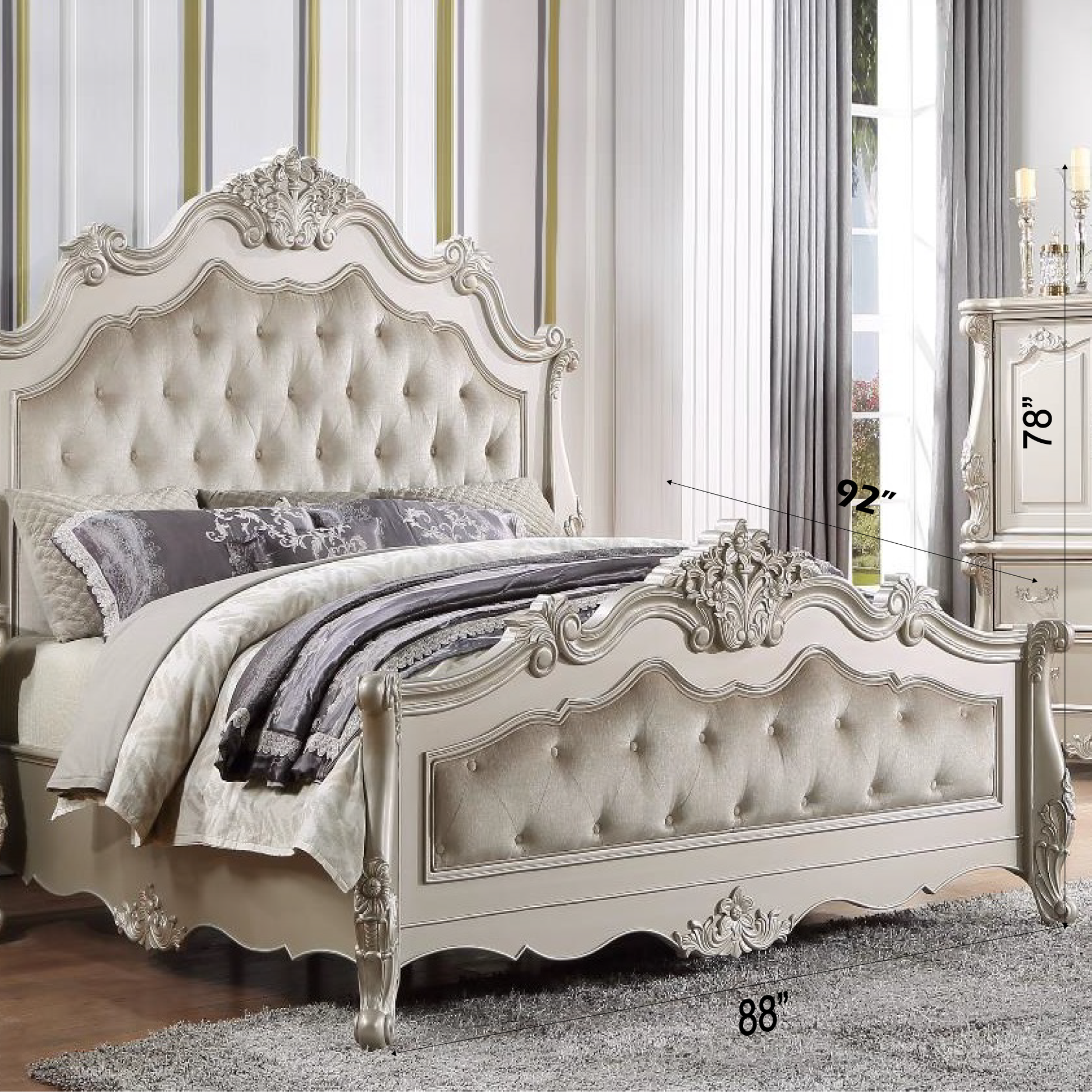 Bently Eastern King Bed, Champagne Finsih Bd02288Ek King Champagne Wood