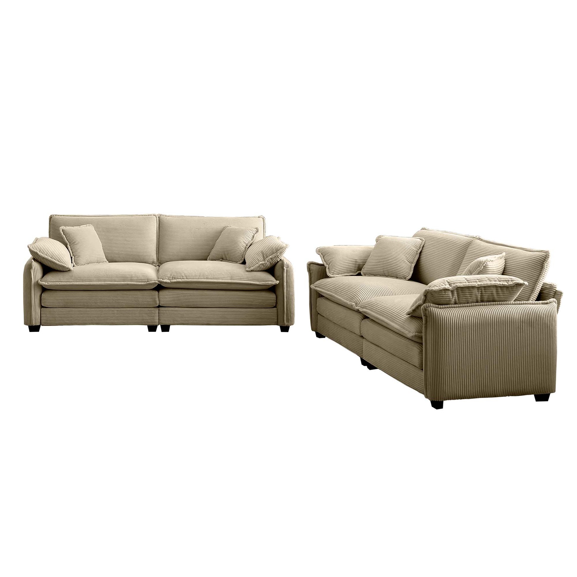 Modern Living Room Sofa Two Piece Set, Suitable For Living Room And Bedroom Sofa Set, Consists Of Two Pieces Of 2 Seater Sofa,Tan Corduroy Tan Corduroy 4 Seat