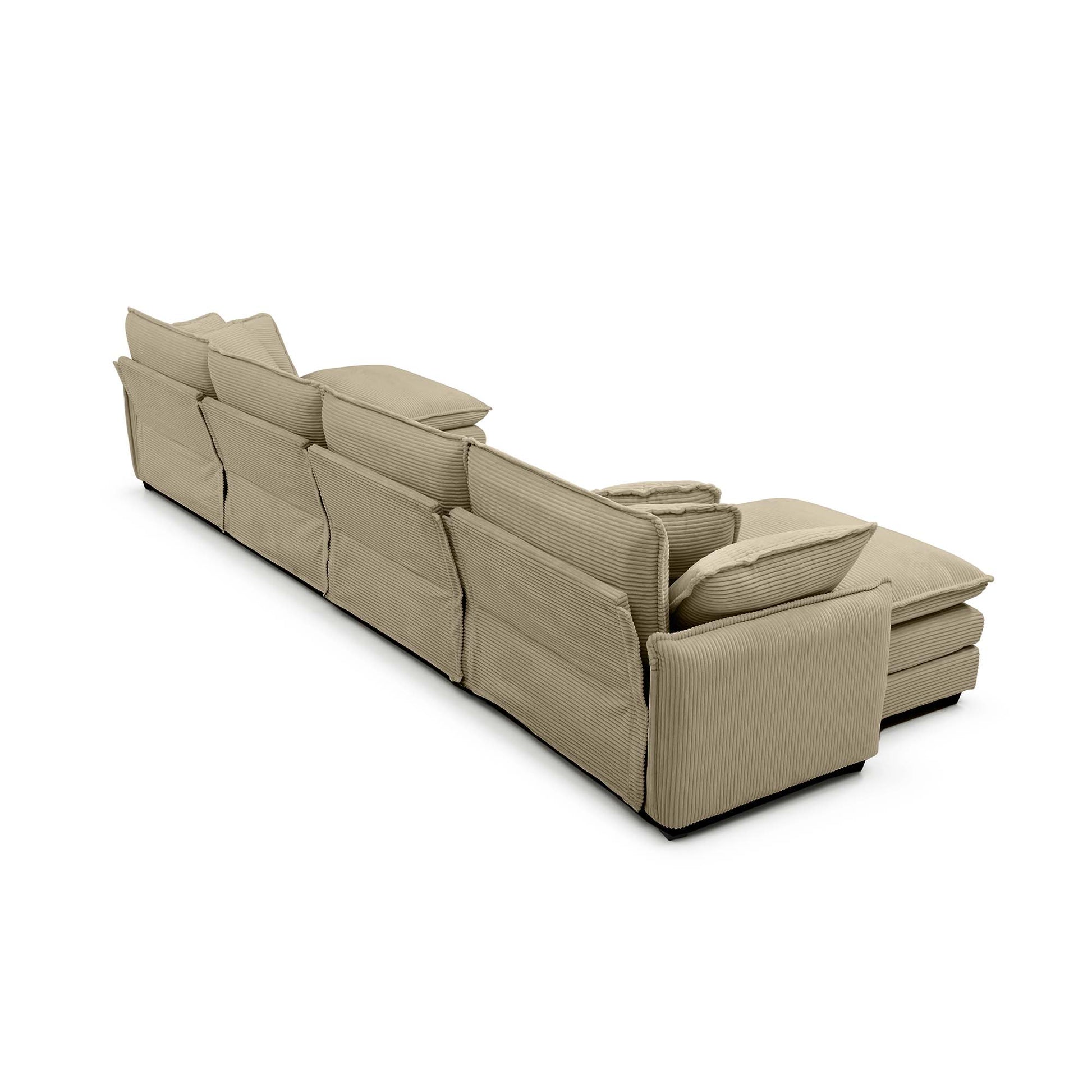 Corduroy Sofa,Modern Upholstered 4 Seater Corduroy Fabric Sofa,Office Living Room Apartment Comfortable Sofa, Easy To Assemble With 2 Arm Pillows And 4 Throw Pillows Tan Corduroy 4 Seat
