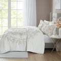 3 Piece Tufted Cotton Chenille Coverlet Set Ivory Taupe King Cal King Ivory Taupe Cotton