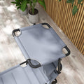 Outsunny Outdoor Lounge Chair, Adjustable Backrest Folding Chaise Lounge, Cushioned Tanning Chair W Sunshade Roof & Pillow Headrest For Beach, Camping, Hiking, Gray Grey Steel