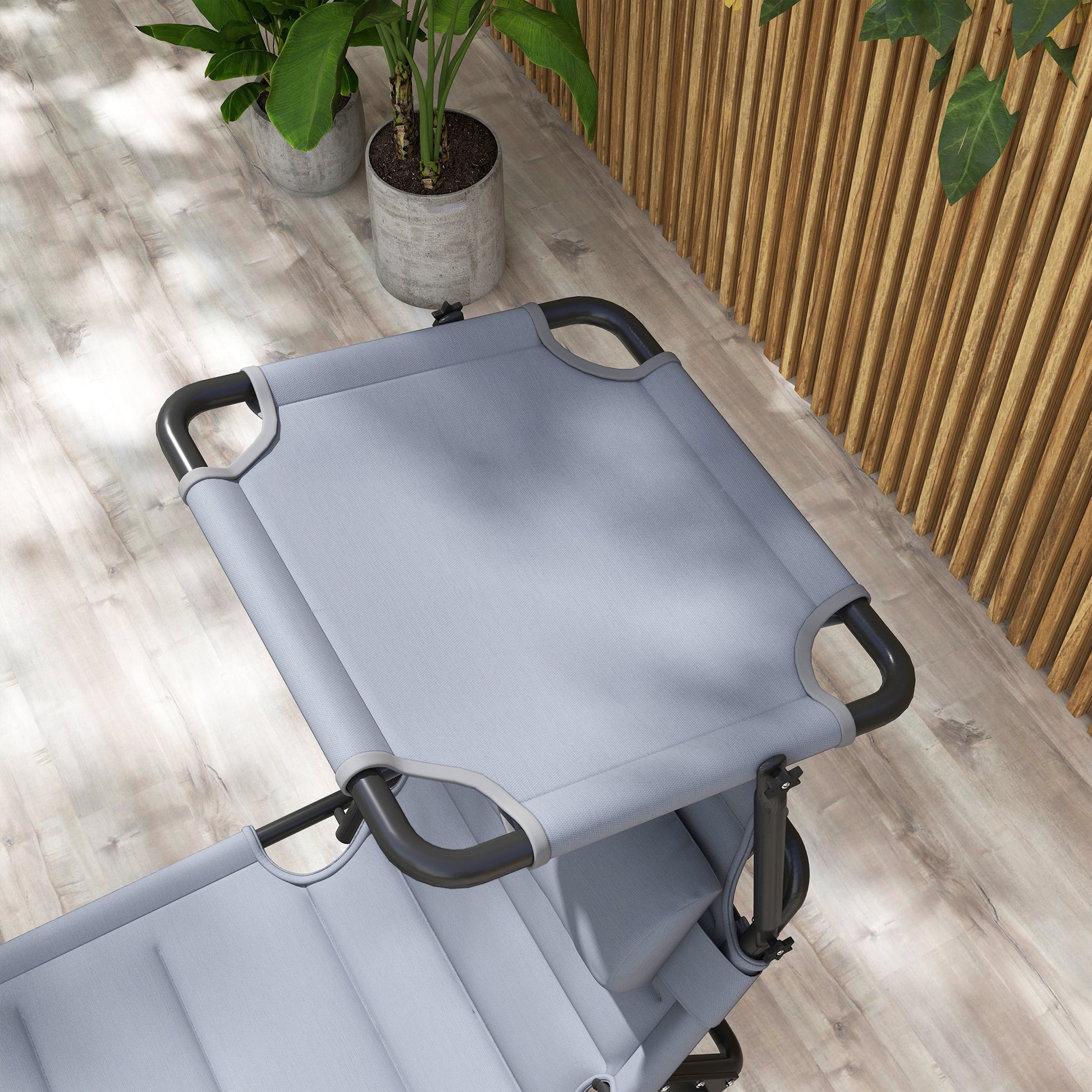 Outsunny Outdoor Lounge Chair, Adjustable Backrest Folding Chaise Lounge, Cushioned Tanning Chair W Sunshade Roof & Pillow Headrest For Beach, Camping, Hiking, Gray Grey Steel