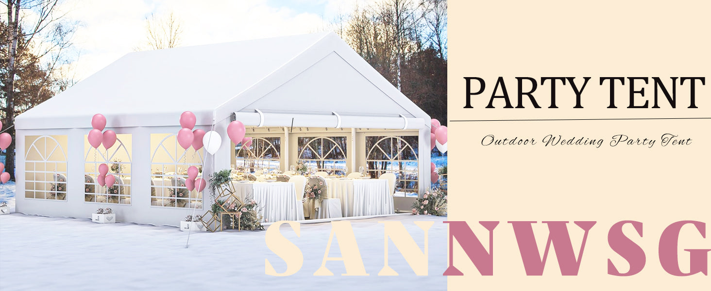 Sannwsg Party Tent 10X20Ft Heavy Duty Canopy Tent With Removable Sidewals,Outdoor Waiterpro Patio Camping Gazebo Sheter,Perect For Wedding Holday Bithday Bba Backyard Evening Tent White Garden & Outdoor Metal