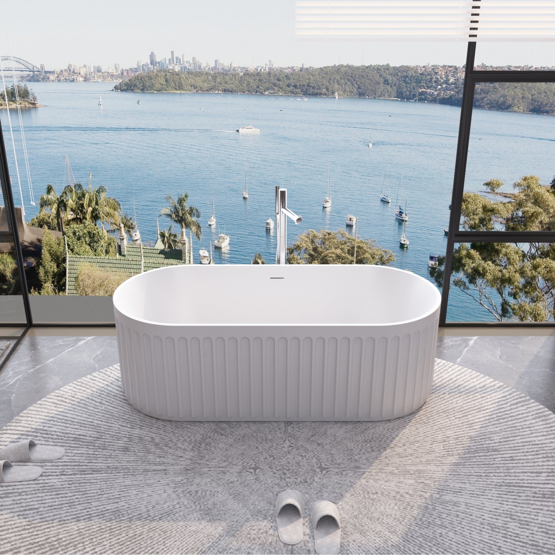 67" Freestanding Solid Surface Bathtub, Luxury Engineered Stone Resin Freestanding Soaking Bathtub With Overflow And Pop Up Drain Cupc Certified, Matte White 23S13 67 White Solid Surface