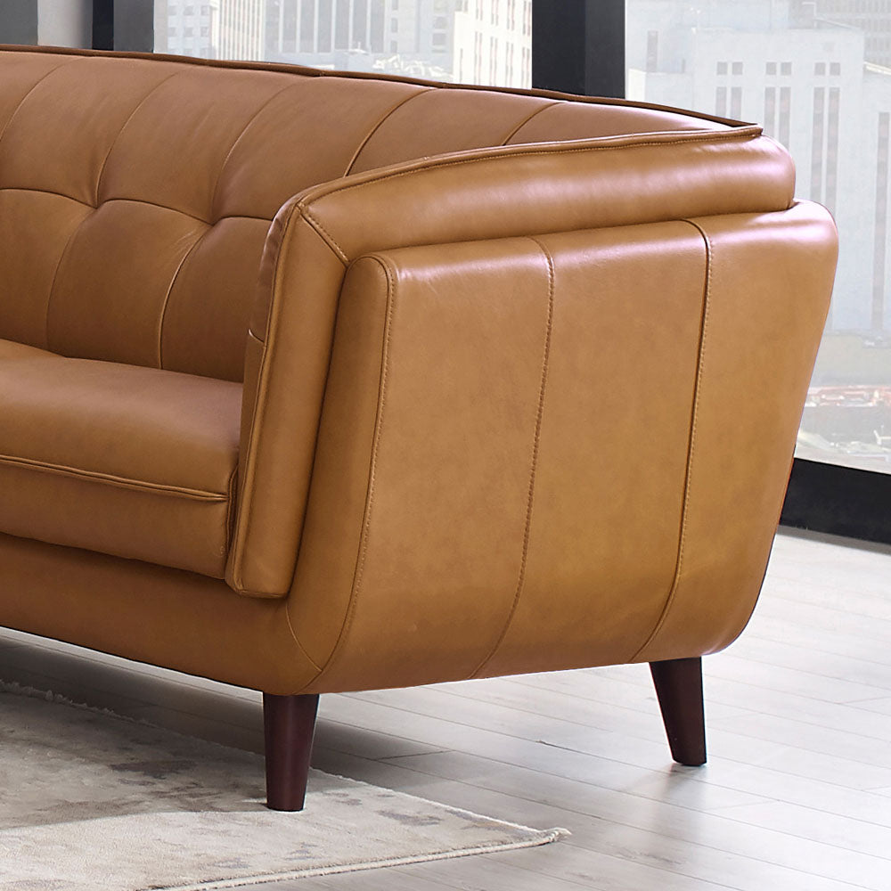 Solana Leather Loveseat Cognac Down Filling Genuine Leather