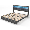 Bed 778King Dg Clb King Dark Gray Wood Fabric