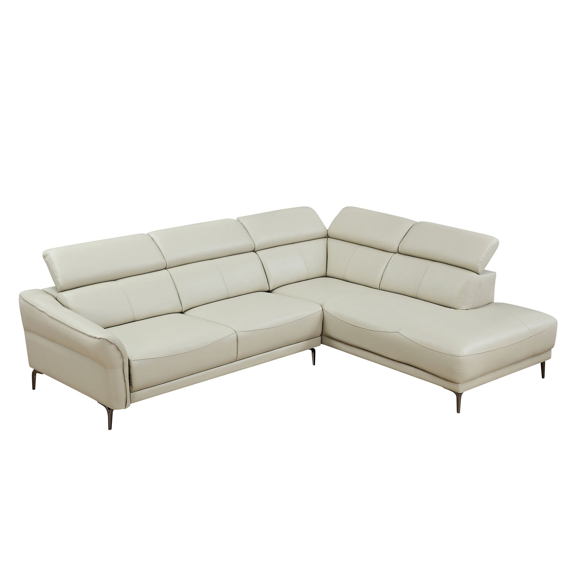 111.42Inch Modern Design L Shaped Deep Sectional Couch,Genuine Leather Sofa With Adjustable Headrests Couch,Minimalist Style Comfy Upholstery Corner Couch With Chaise For Living Room,Apartment,Office Grey Genuine Leather 5 Seat