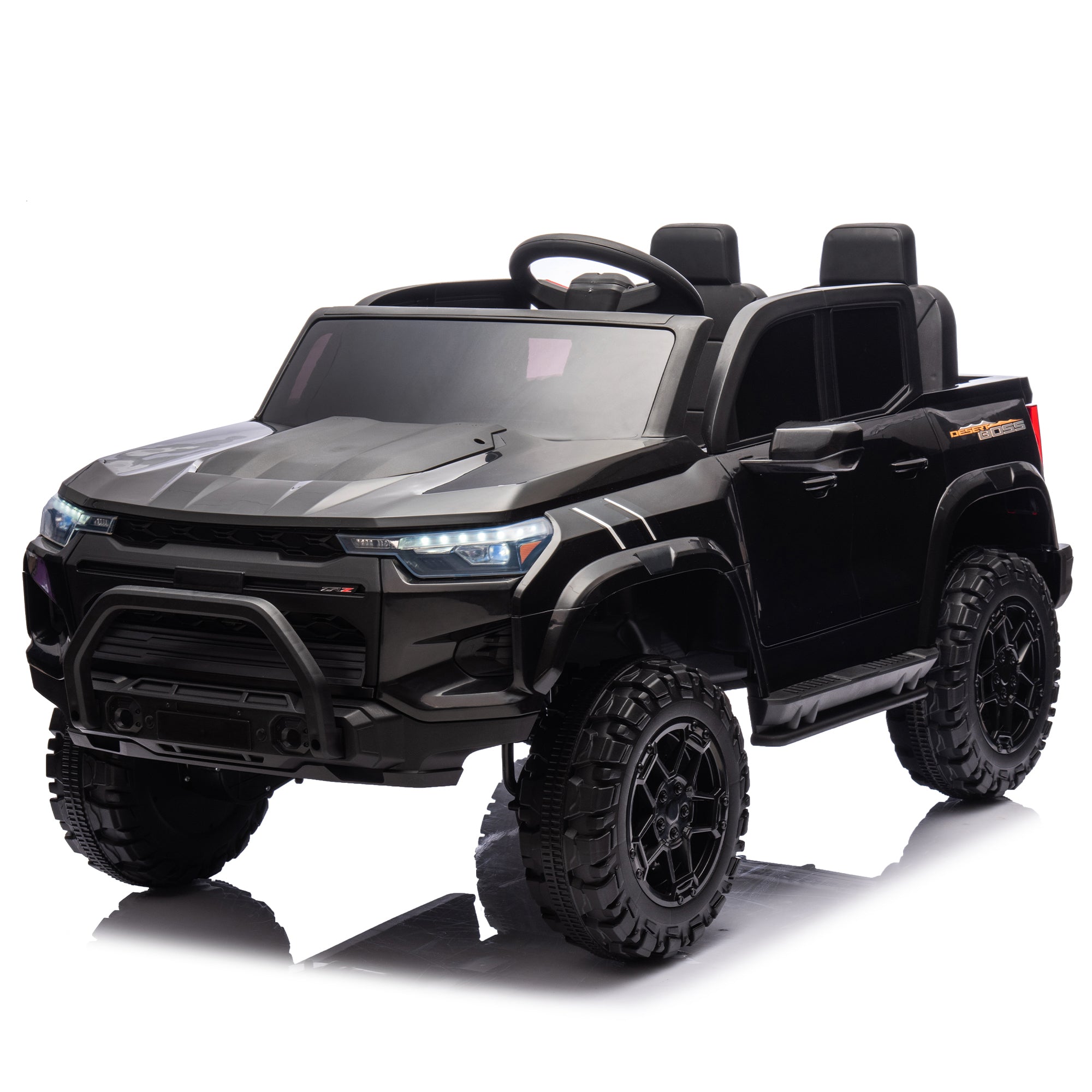 24V10A Two Seater Kids Ride On Electric Pickup, Kids Ride On Toy W Parents Remote Control,4Wd 800W Motors,Two Safety Belts,High Gate Safety Design,Usb,Bluetooth, Speed 2.49 3.73Mph For Kids Aged 3 . Black 50 99 Lbs Polypropylene