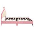 Full Size Lovely Crown Fantasy Pu Leather Princess Bed With Tufted Headboard, Pink Cream Full Pink Mdf Lvl