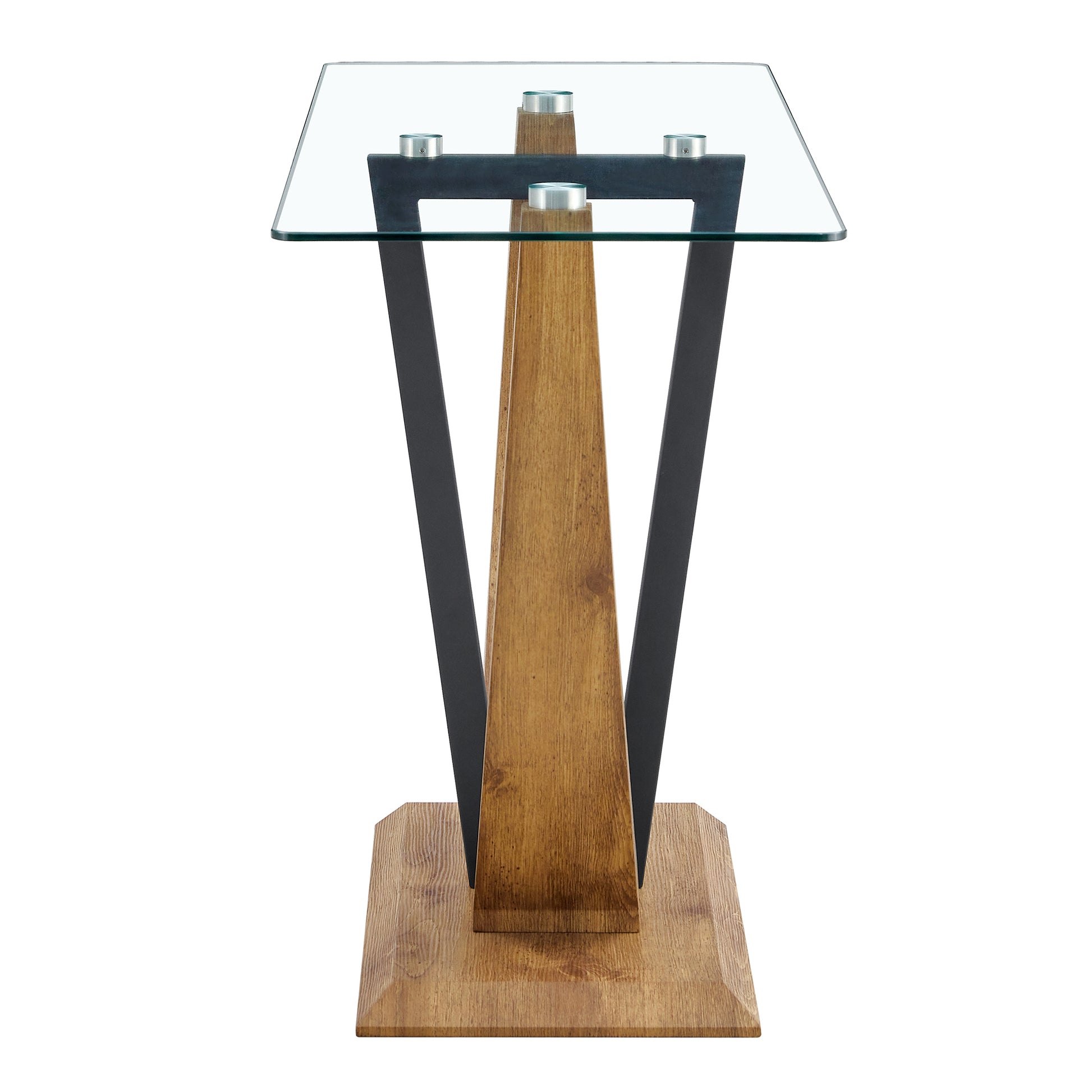 Modern Minimalist Rectangular Glass Table With 0.39 "Tempered Glass Top And Mdf Wood Grain Sticker Legs, Suitable For Entrance And Living Room. Transparent Glass