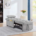 4 In1 Multi Function Single Sofa Bed With Storage Pockets,Tufted Single Pull Out Sofa Bed With Adjustable Backrest And Pillows ,Convertible Chaise Lounge,Gray Gray Velvet Metal Primary Living Space American Design Armless Foam Velvet 1 Seat