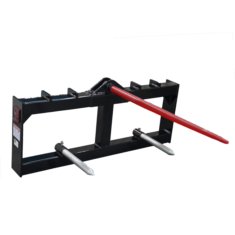 Landy Attachments 43'' Hay Spear Skid Steer Quick Tach Black Steel