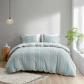 3 Piece Cotton Jacquard Duvet Cover Set King Blue Cotton