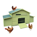 Wooden Chicken Coop Hen House Poultry Cage With 2 Sides Large Nesting Boxes,2 Free Range Doors Green Wood