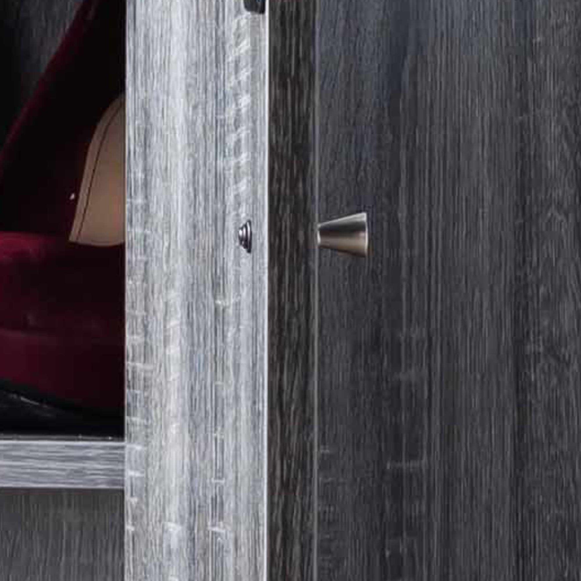 Shoe Cabinet With Two Door Design With Five Interior Shelves In Distressed Gray Grey Mdf