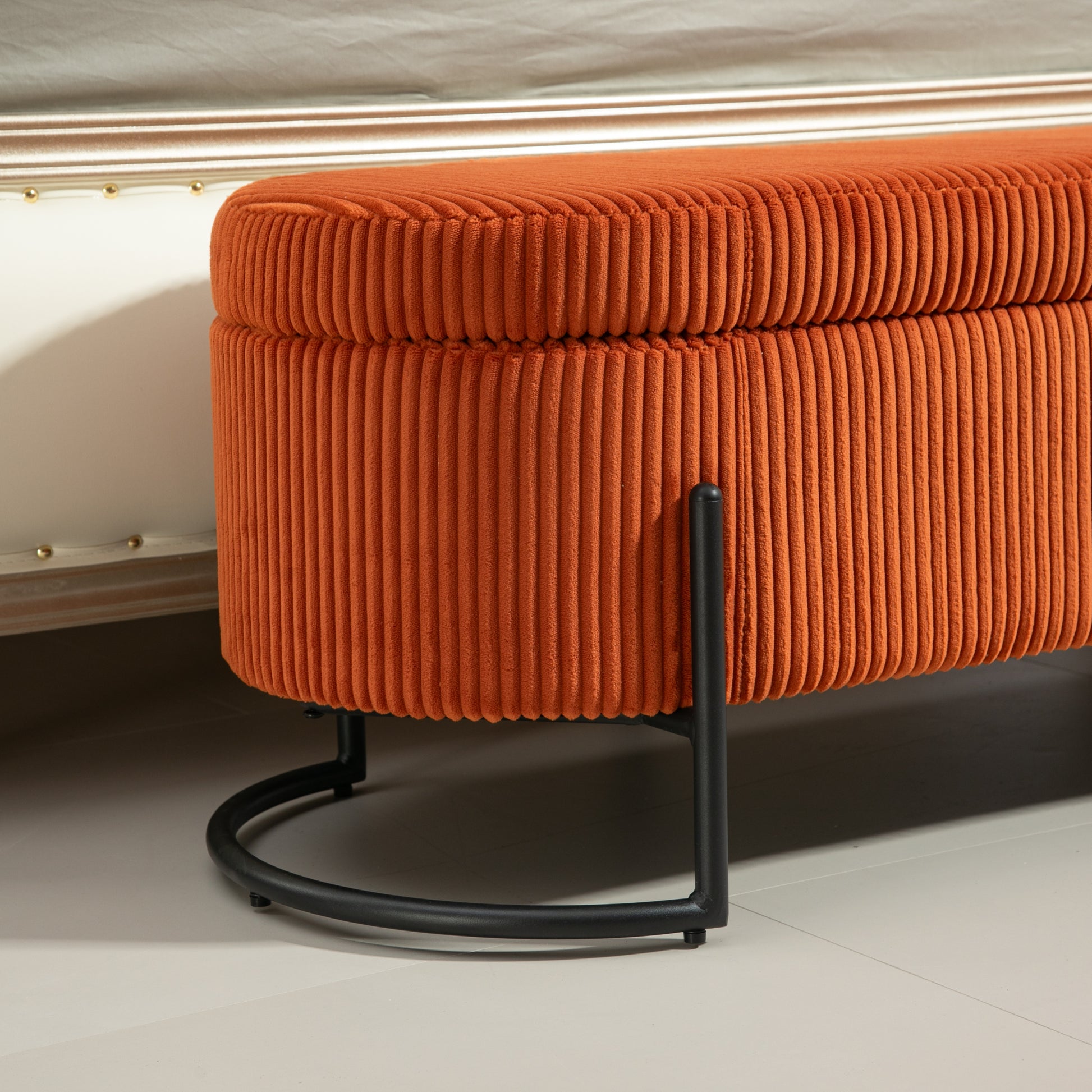 Coolmore Storage Ottoman,Bedroom End Bench,Upholstered Fabric Storage Ottoman With Safety Hinge, Entryway Padded Footstool, Ottoman Bench For Living Room & Bedroom Orange Orange Foam Velvet