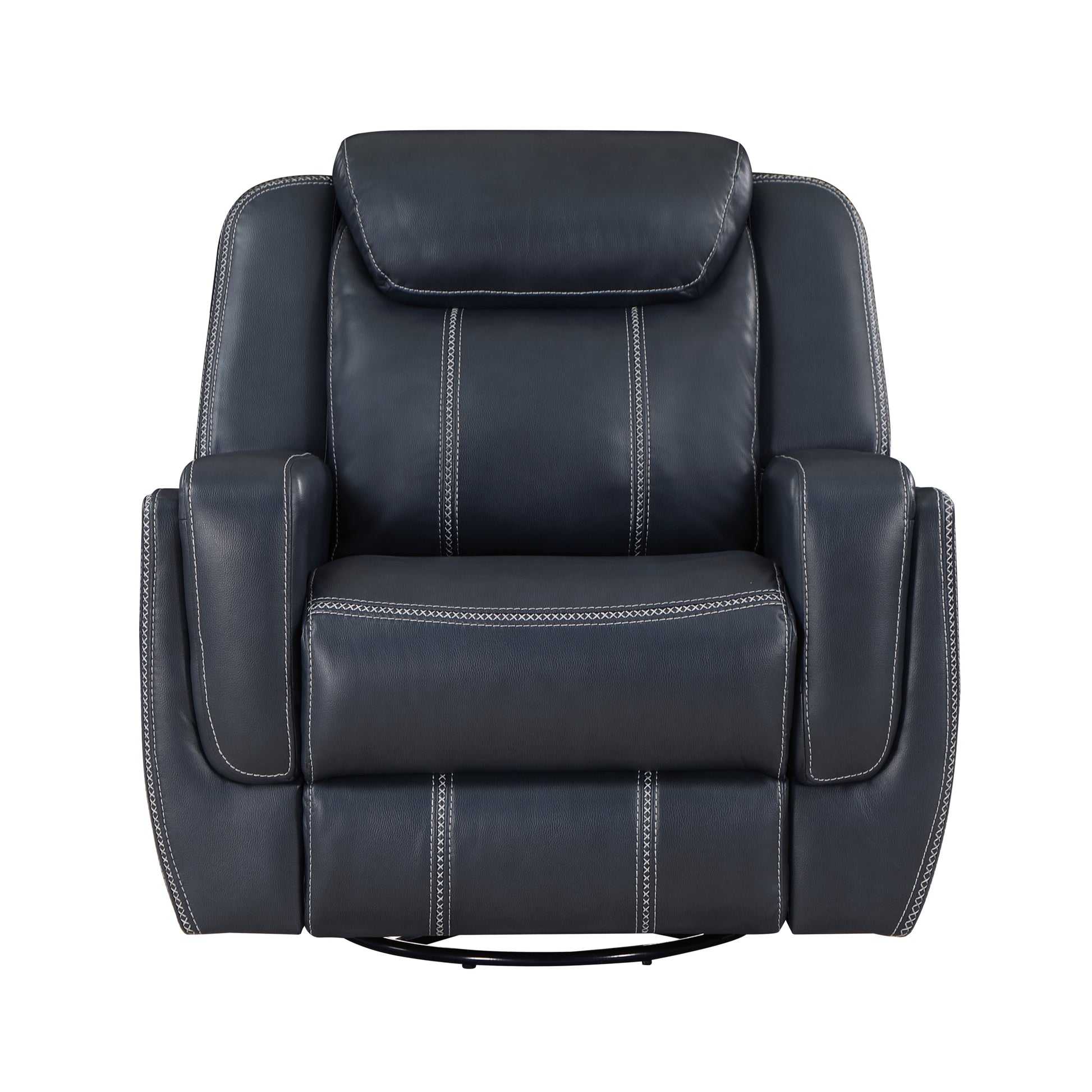 Modern Living Room Furniture 3Pc Reclining Sofa Set Bluefaux Leather Upholstery Sofa Loveseat Swivel Reclining Chair, Cup Holders, Power Outlets, Usb Ports Blue Faux Leather Wood Primary Living Space Modern Plywood,Solid Wood 6 Seat