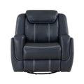 Modern Blue Swivel Glider Reclining Chair,Faux Leather Upholstery Living Room Furniture 1Pc Blue Faux Leather Wood Primary Living Space Modern Plywood,Solid Wood